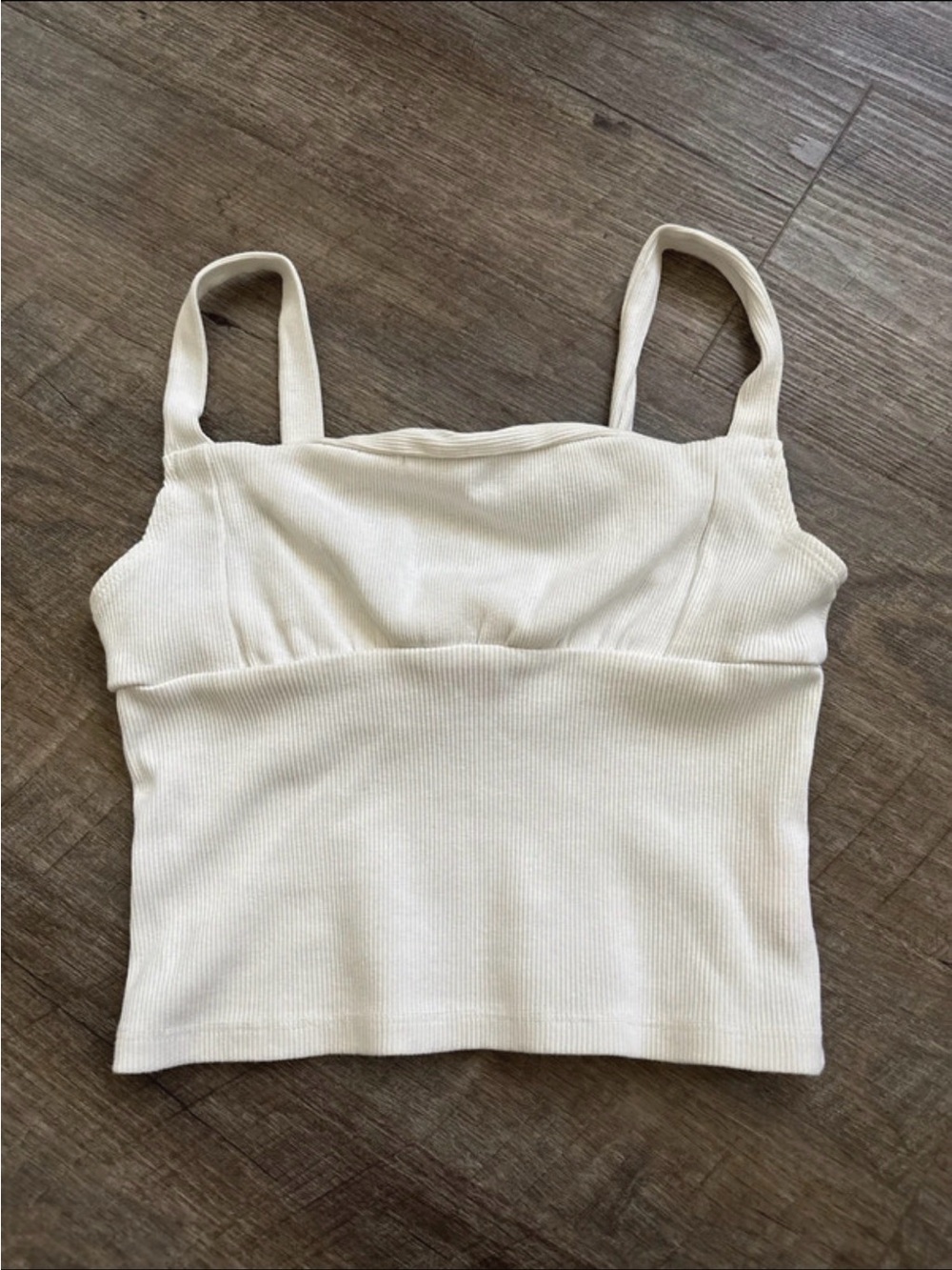 Lisa Says Gah Ribbed Square-Cut Crop Tank - Cream
